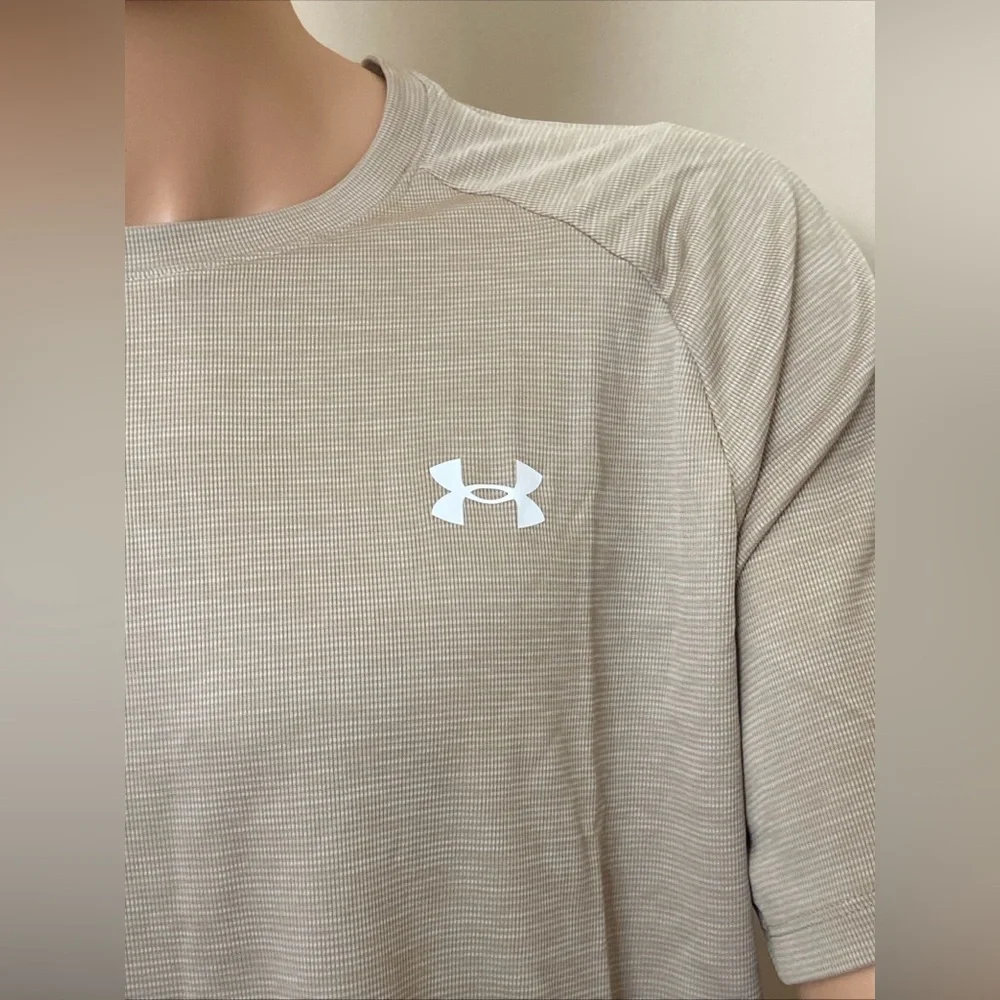 Under Armour Big & Tall Tech Textured Short Sleeve Tee- City Khaki - Picture 3 of 16
